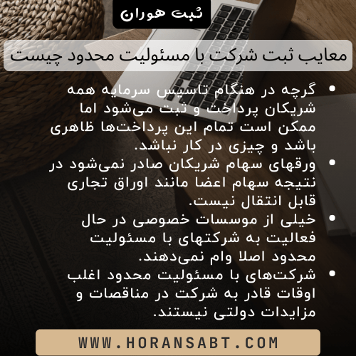 معایب ثبت شرکت با مسئولیت محدود چیست